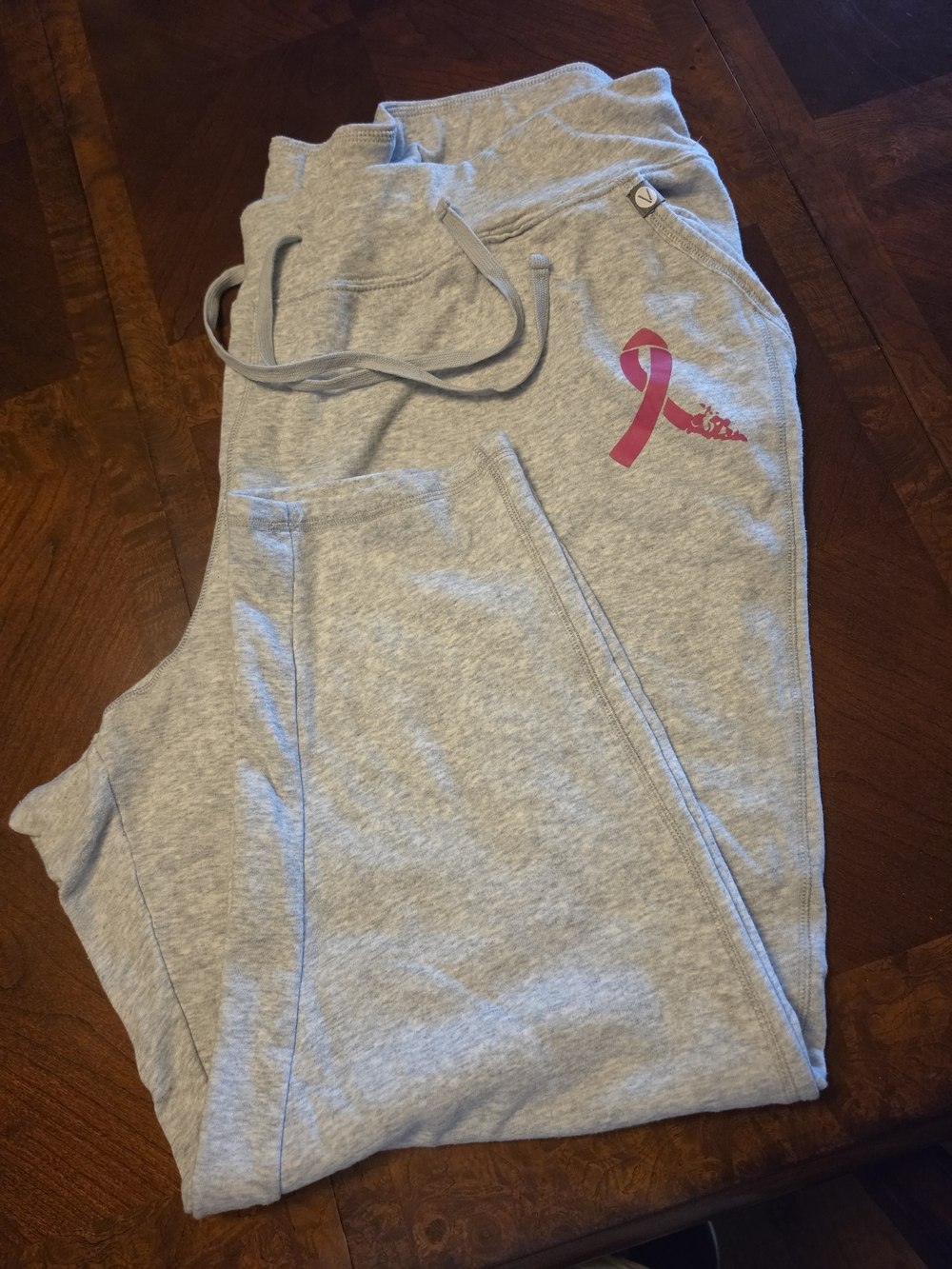 Lane Bryant Gray Joggers with Pink Ribbon Detail